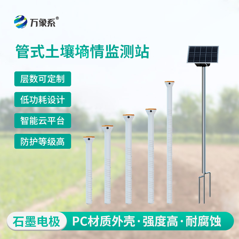How does a tubular soil moisture content monitoring station protect the soil 24 hours a day?